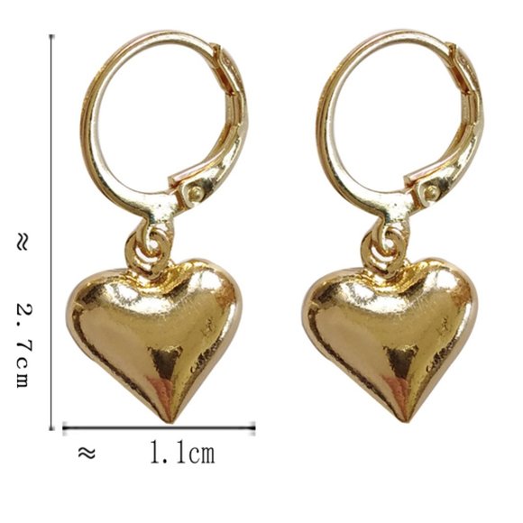 Heart Charm Hoop Earrings - Picture 6 of 7